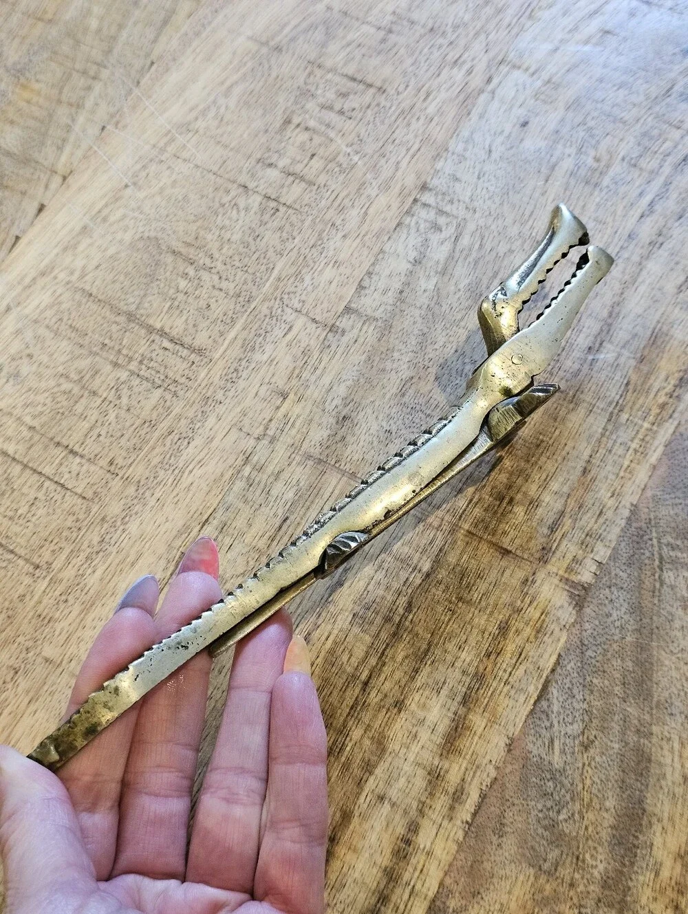 Vintage Brass Alligator Nut Cracker